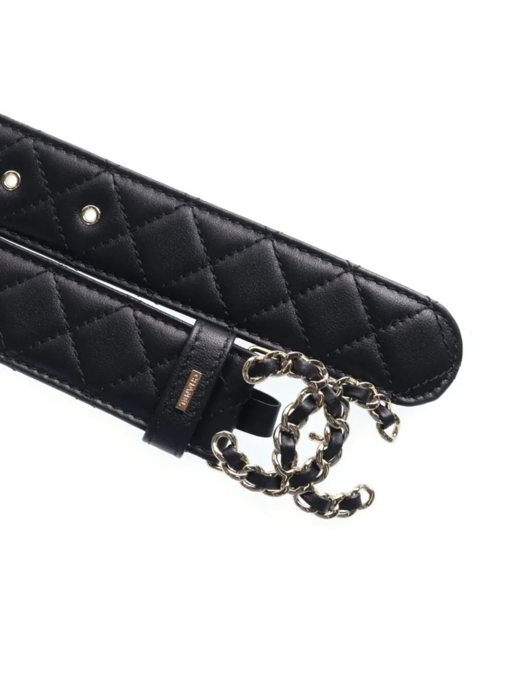 Chanel CC Logo Leather Belt Black